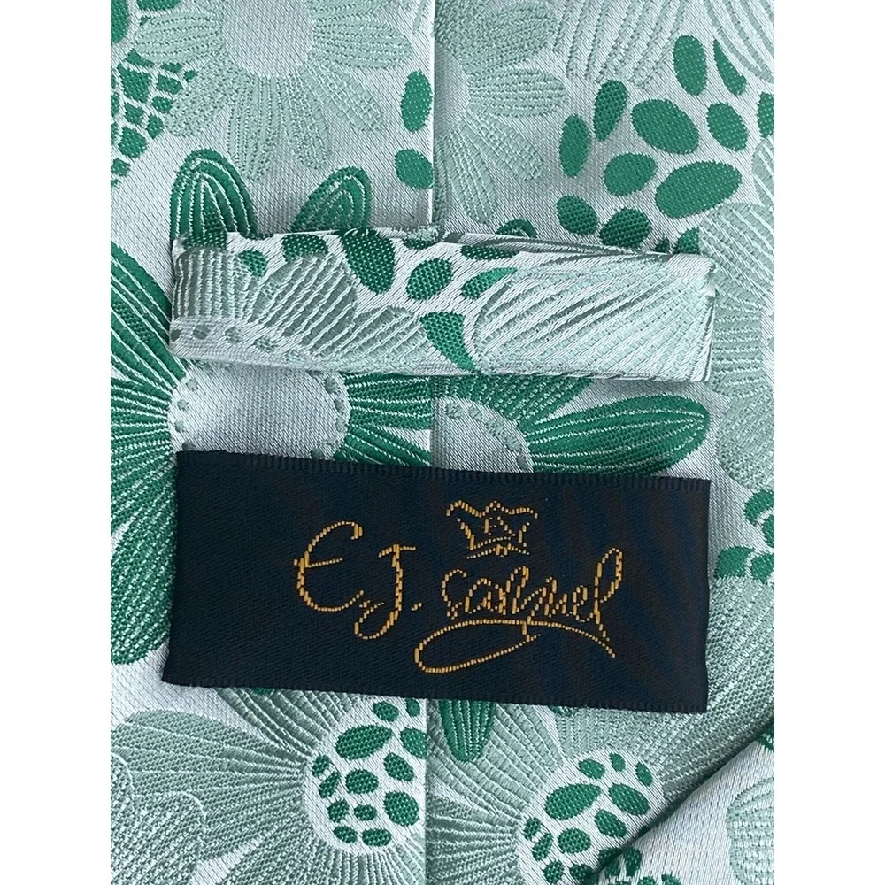 EJ Samuel Mens Floral Tie Green Mint Microfiber XLong Wedding Palm Beach 62x4